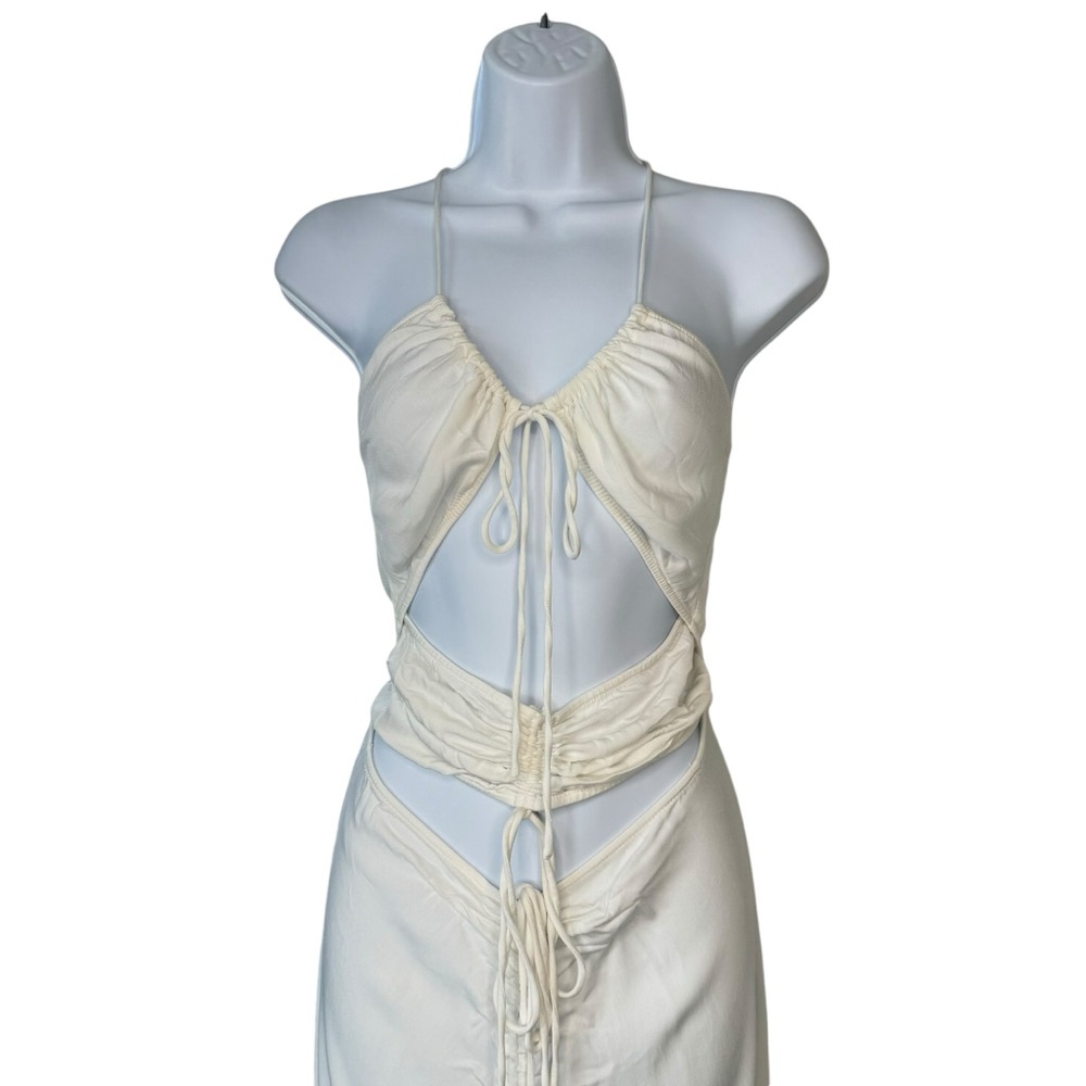 Christopher Esber NEW Disconnect Ruched Ivory Halter Formal Maxi Dress Size 4 - Picture 4 of 10